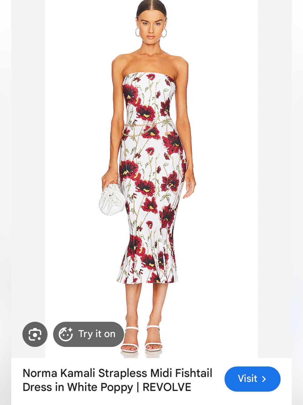 New with tags! Norma kamali midi poppy strapless fishtail dress